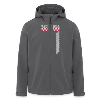 glagoljica Croatia na http://WWW.CROATIAN-TEAM.de - Recycelte Männer Softshell-Jacke von Stanley/Stella - Schwarz - Vorne - AI Model Male 185 light (185cm)