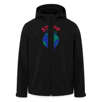 Stopp den Klimawandel Erderwärmung stoppen - Recycelte Männer Softshell-Jacke von Stanley/Stella - Schwarz - Vorne - AI Model Male 185 light (185cm)