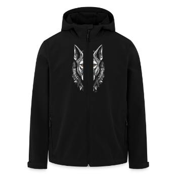 Schwarz-weißer Hund - Recycelte Männer Softshell-Jacke von Stanley/Stella - Schwarz - Vorne - AI Model Male 185 light (185cm)