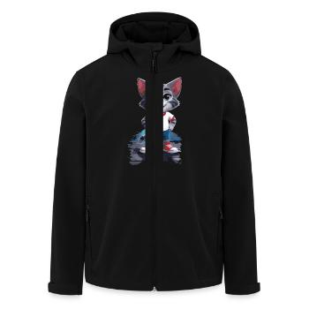 Verspielte Katze im Kinder-Stil - Recycelte Männer Softshell-Jacke von Stanley/Stella - Schwarz - Vorne - AI Model Male 185 light (185cm)