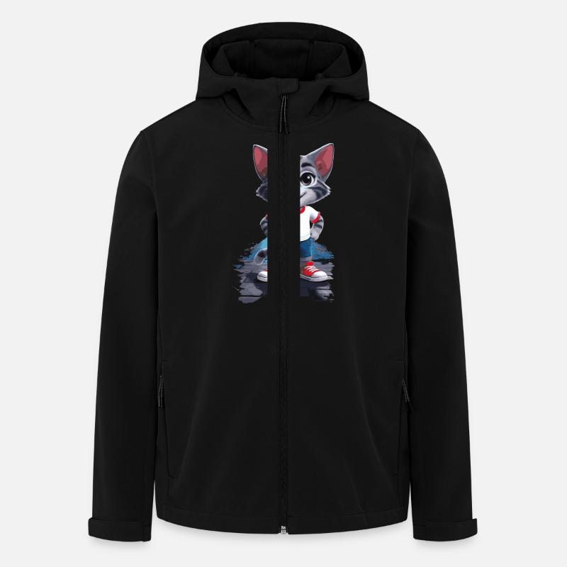 Playful cat in children's style - Men’s Recycled Softshell Jacket by Stanley/Stella - black