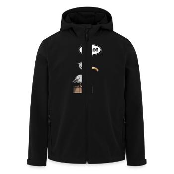 Seagull Speech Bubble Yolo - Men’s Recycled Softshell Jacket by Stanley/Stella - black - Front - AI Model Male 185 light (185cm)