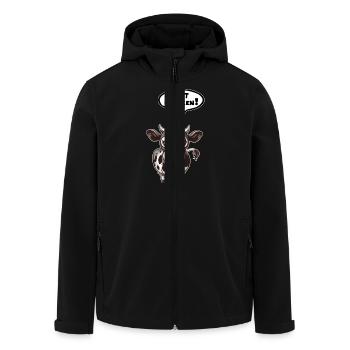 Cow Speech Bubble Hot Chicken - Men’s Recycled Softshell Jacket by Stanley/Stella - black - Front - AI Model Male 185 light (185cm)
