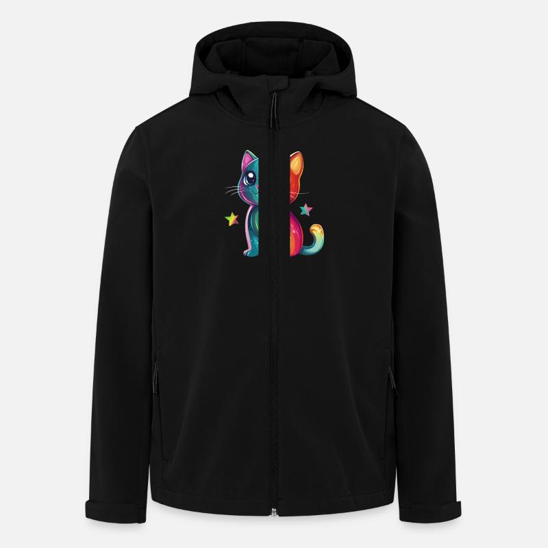 Süße Regenbogen Katze - Recycelte Männer Softshell-Jacke von Stanley/Stella - Schwarz