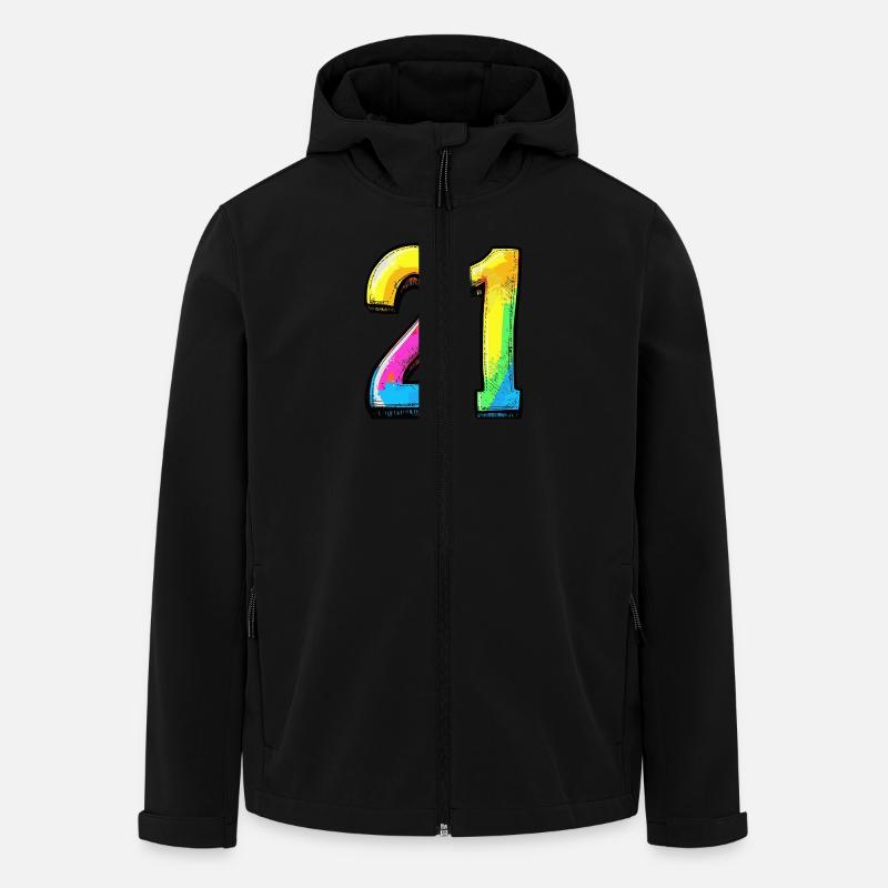 21 Zahl Comic - Recycelte Männer Softshell-Jacke von Stanley/Stella - Schwarz