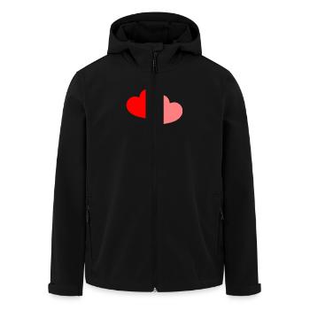 2 Coeurs - rouge et rose - Veste softshell homme en polyester recyclé Stanley/Stella - noir - Devant - AI Model Male 185 light (185cm)
