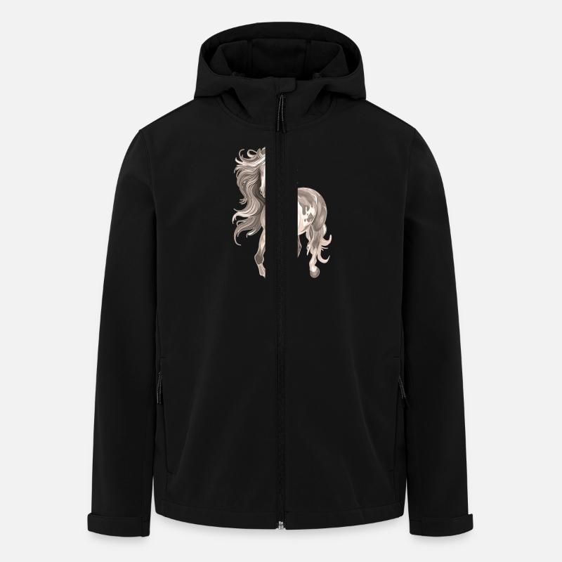 Pferdemotiv lange Mähne - Recycelte Männer Softshell-Jacke von Stanley/Stella - Schwarz
