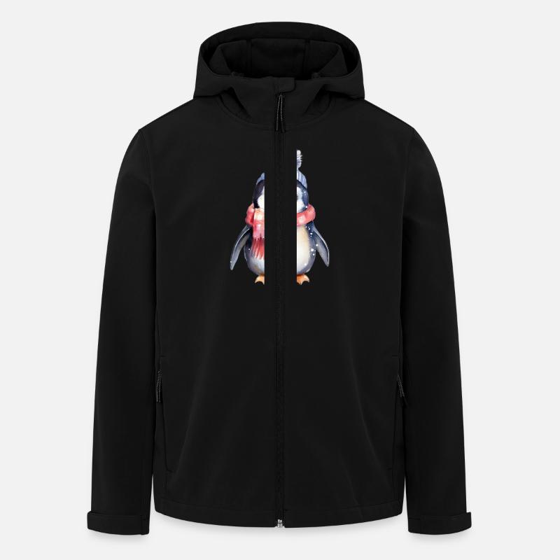 Pingouin en hiver - Veste softshell homme en polyester recyclé Stanley/Stella - noir