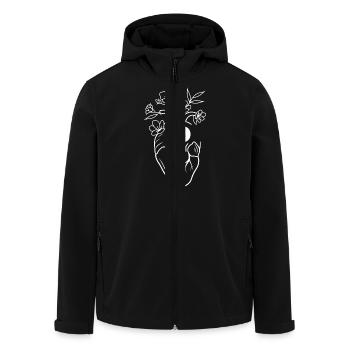 Letter o white floral anatomy heart - Men’s Recycled Softshell Jacket by Stanley/Stella - black - Front - AI Model Male 185 light (185cm)
