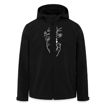 Buchstabe s Herz Weiße Blumen Anatomie - Recycelte Männer Softshell-Jacke von Stanley/Stella - Schwarz - Vorne - AI Model Male 185 light (185cm)