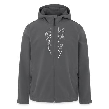 Lettre v cœur anatomie floral blanc - Veste softshell homme en polyester recyclé Stanley/Stella - charbon - Devant - AI Model Male 185 light (185cm)