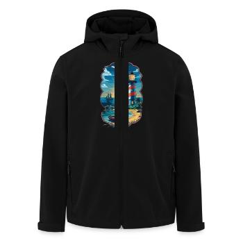 Leuchtturm Ostsee Nordsee - Recycelte Männer Softshell-Jacke von Stanley/Stella - Schwarz - Vorne - AI Model Male 185 light (185cm)