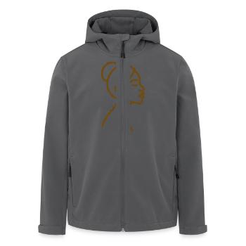 Afro Woman Line Art – Minimalist One-Line - Men’s Recycled Softshell Jacket by Stanley/Stella - black - Front - AI Model Male 185 light (185cm)