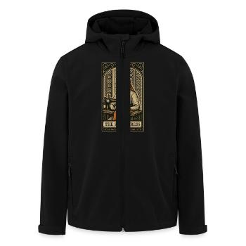 La Couturière — Conception de cartes de tarot en couture vintage - Veste softshell homme en polyester recyclé Stanley/Stella - noir - Devant - AI Model Male 185 light (185cm)