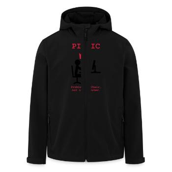 PICNIC - Problem in Chair, not in Computer - geek - Men’s Recycled Softshell Jacket by Stanley/Stella - black - Front - AI Model Male 185 light (185cm)