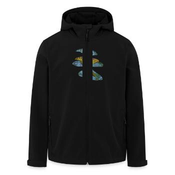 Blaue Pilze - Recycelte Männer Softshell-Jacke von Stanley/Stella - Schwarz - Vorne - AI Model Male 185 light (185cm)