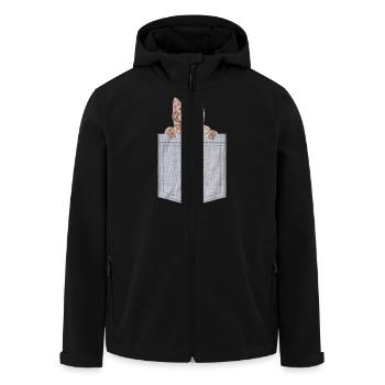 Pocket Cat Peeking Kitten - Recycelte Männer Softshell-Jacke von Stanley/Stella - Schwarz - Vorne - AI Model Male 185 light (185cm)