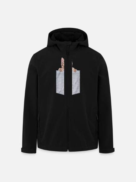 Pocket Cat Peeking Kitten - Recycelte Männer Softshell-Jacke von Stanley/Stella - Schwarz