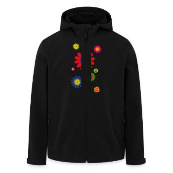 flower power 03 runder - Recycelte Männer Softshell-Jacke von Stanley/Stella - Schwarz - Vorne - AI Model Male 185 light (185cm)