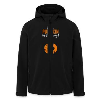 Petit costume d’Halloween de citrouille grossesse - Veste softshell homme en polyester recyclé Stanley/Stella - noir - Devant - AI Model Male 185 light (185cm)