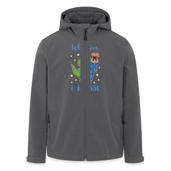 Ich bin 1. Klasse Dino - Recycelte Männer Softshell-Jacke von Stanley/Stella - Schwarz - Vorne - AI Model Male 185 light (185cm)