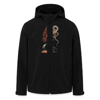 Tätowierte Rothaarige Frau mit Schlange - Recycelte Männer Softshell-Jacke von Stanley/Stella - Schwarz - Vorne - AI Model Male 185 light (185cm)