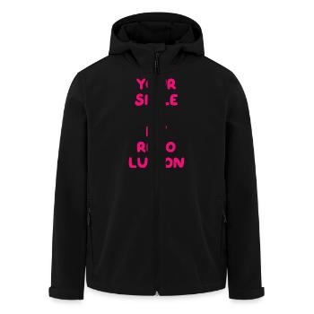 DEIN LÄCHELN IST MEINE REVOLUTION - Recycelte Männer Softshell-Jacke von Stanley/Stella - Schwarz - Vorne - AI Model Male 185 light (185cm)