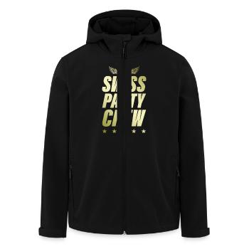 Swiss Party Crew Gold Switzerland - Men’s Recycled Softshell Jacket by Stanley/Stella - black - Front - AI Model Male 185 light (185cm)