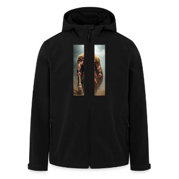 Herakles, muscular warrior in lion pelt, gripping - Men’s Recycled Softshell Jacket by Stanley/Stella - black - Front - AI Model Male 185 light (185cm)
