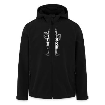 Can't Touch This – Funny Cactus with Saying - Men’s Recycled Softshell Jacket by Stanley/Stella - black - Front - AI Model Male 185 light (185cm)