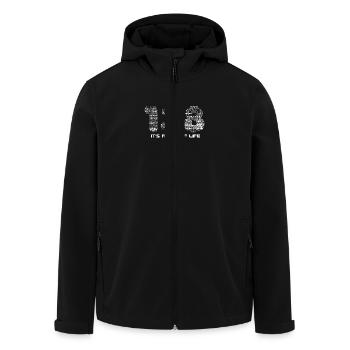 138 Trance (White Text) - Men’s Recycled Softshell Jacket by Stanley/Stella - black - Front - AI Model Male 185 light (185cm)