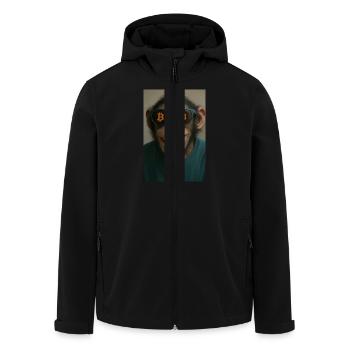 Bitcoin meets Monkey Joe - Men’s Recycled Softshell Jacket by Stanley/Stella - black - Front - AI Model Male 185 light (185cm)