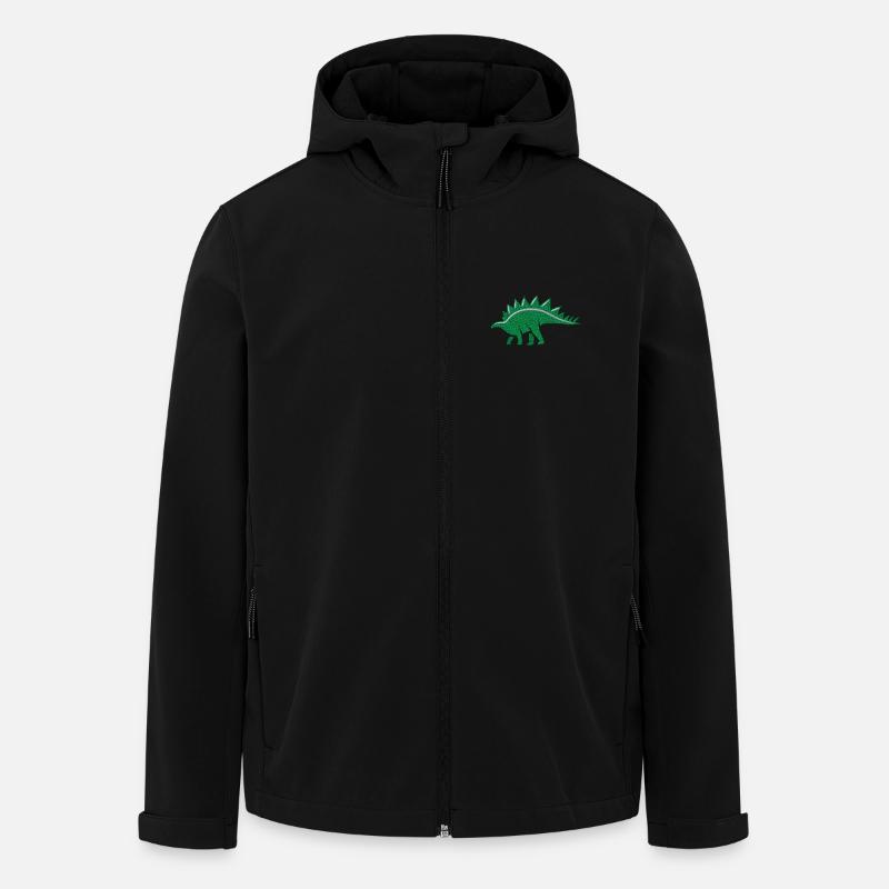 Stegosaurus brodert - Softshelljakke herre i resirkulert polyester Stanley/Stella - svart