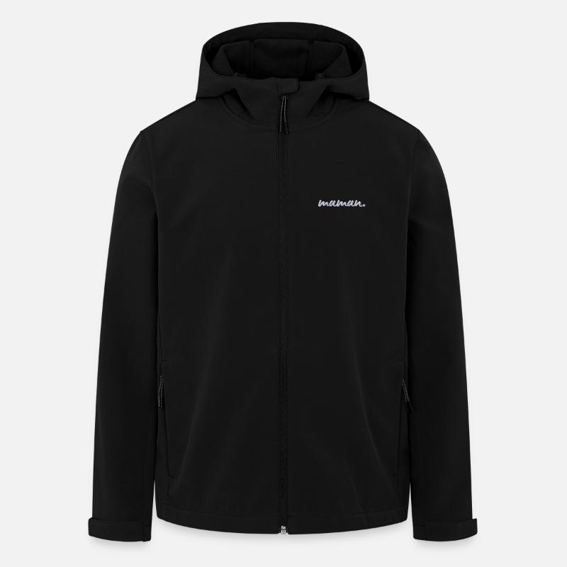 Lettrage Maman blanc brodé - Veste softshell homme en polyester recyclé Stanley/Stella - noir