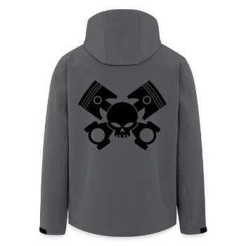 pistons - rods and skull - Men’s Recycled Softshell Jacket by Stanley/Stella - anthracite - Back - AI Model Male 185 light (185cm)