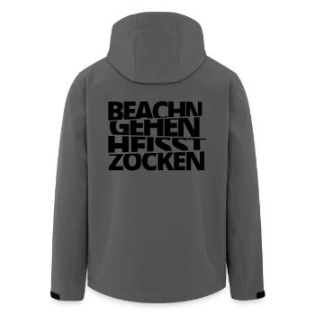Beachn gehn heisst Zocken! - Recycelte Männer Softshell-Jacke von Stanley/Stella - Anthrazit - Hinten - AI Model Male 185 light (185cm)