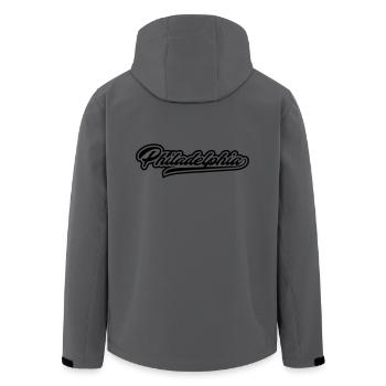 Philadelphia City T Shirt Umriss - Recycelte Männer Softshell-Jacke von Stanley/Stella - Anthrazit - Hinten - AI Model Male 185 light (185cm)
