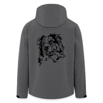 AUSTRALIAN SHEPHERD merle Portrait Wilsigns - Veste softshell homme en polyester recyclé Stanley/Stella - charbon - Dos - AI Model Male 185 light (185cm)