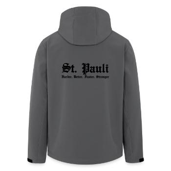 St. Pauli Harder Better Faster Stronger - Recycelte Männer Softshell-Jacke von Stanley/Stella - Anthrazit - Hinten - AI Model Male 185 light (185cm)