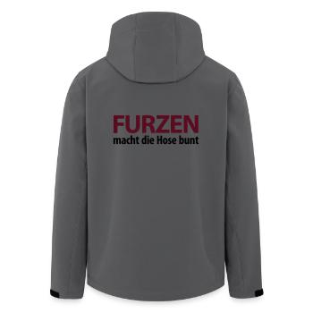 Furzen macht die Hose bunt. Kacke Scheiße Malheur - Recycelte Männer Softshell-Jacke von Stanley/Stella - Anthrazit - Hinten - AI Model Male 185 light (185cm)
