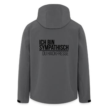 ich bin sympathisch du Hackfresse - Recycelte Männer Softshell-Jacke von Stanley/Stella - Anthrazit - Hinten - AI Model Male 185 light (185cm)