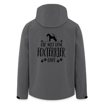 DIE MIT FOXTERRIER Hundespruch Hund Hunde - Recycelte Männer Softshell-Jacke von Stanley/Stella - Anthrazit - Hinten - AI Model Male 185 light (185cm)