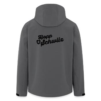 hoppschwiiz sw - Recycelte Männer Softshell-Jacke von Stanley/Stella - Anthrazit - Hinten - AI Model Male 185 light (185cm)