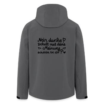 Nein danke, behalt deine Meinung – Geschenkidee - Recycelte Männer Softshell-Jacke von Stanley/Stella - Anthrazit - Hinten - AI Model Male 185 light (185cm)