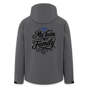 My Team My Family - Men’s Recycled Softshell Jacket by Stanley/Stella - anthracite - Back - AI Model Male 185 light (185cm)