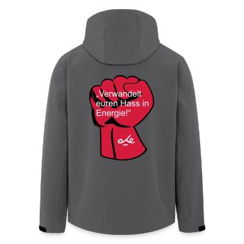 "Verwandelt euren Hass in Energie", Che - Recycelte Männer Softshell-Jacke von Stanley/Stella - Anthrazit - Hinten - AI Model Male 185 light (185cm)