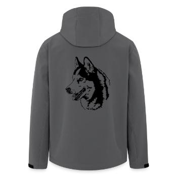 Portrait de chien SIBERIAN HUSKY chien Wilsigns chien - Veste softshell homme en polyester recyclé Stanley/Stella - charbon - Dos - AI Model Male 185 light (185cm)