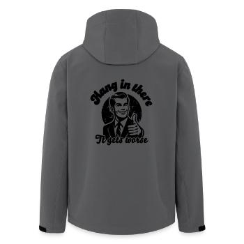 bleib dran, es wird schlimmer - Recycelte Männer Softshell-Jacke von Stanley/Stella - Anthrazit - Hinten - AI Model Male 185 light (185cm)