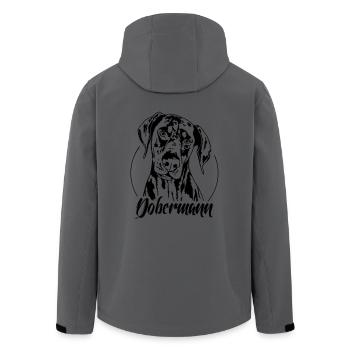 DOBERMANN Hundeportrait Wilsigns Hund Hunde IGP - Recycelte Männer Softshell-Jacke von Stanley/Stella - Anthrazit - Hinten - AI Model Male 185 light (185cm)