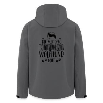 DIE MIT TSCHECHOSLOWAKISCHER WOLFHUND GEHT Spruch - Recycelte Männer Softshell-Jacke von Stanley/Stella - Anthrazit - Hinten - AI Model Male 185 light (185cm)